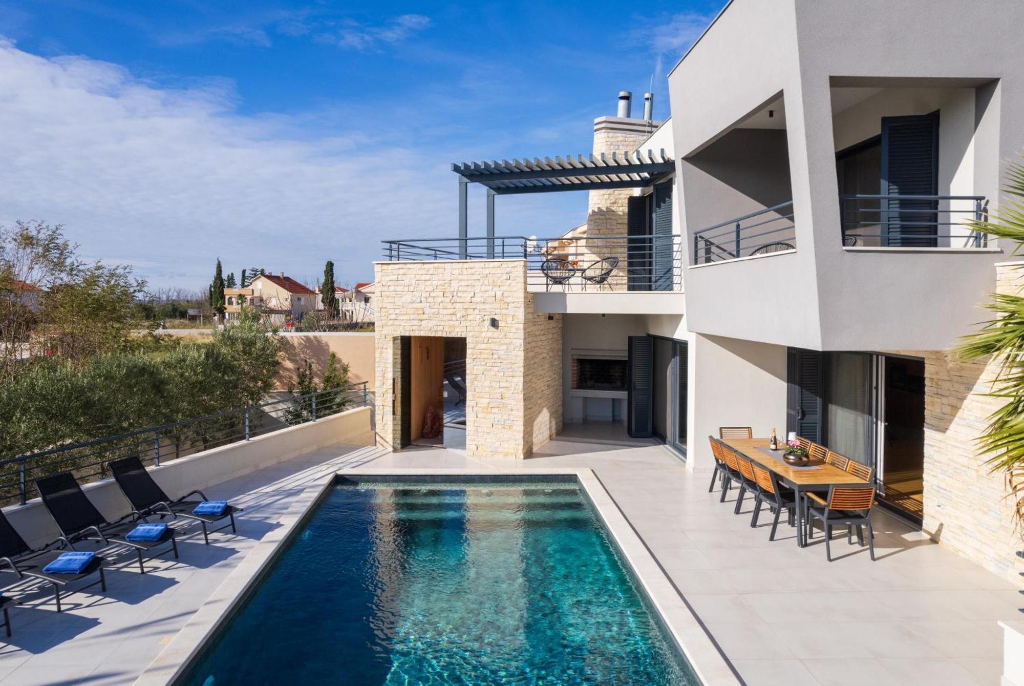 Villa Roca With Heated Pool And Sauna Privlaka  Zewnętrze zdjęcie